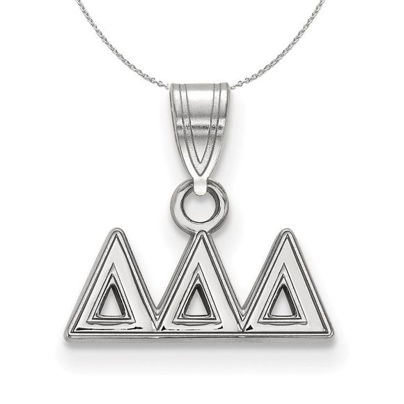 Sterling Silver Delta Delta Delta Small Greek Necklace - 16 Inch - Picture 1 of 7